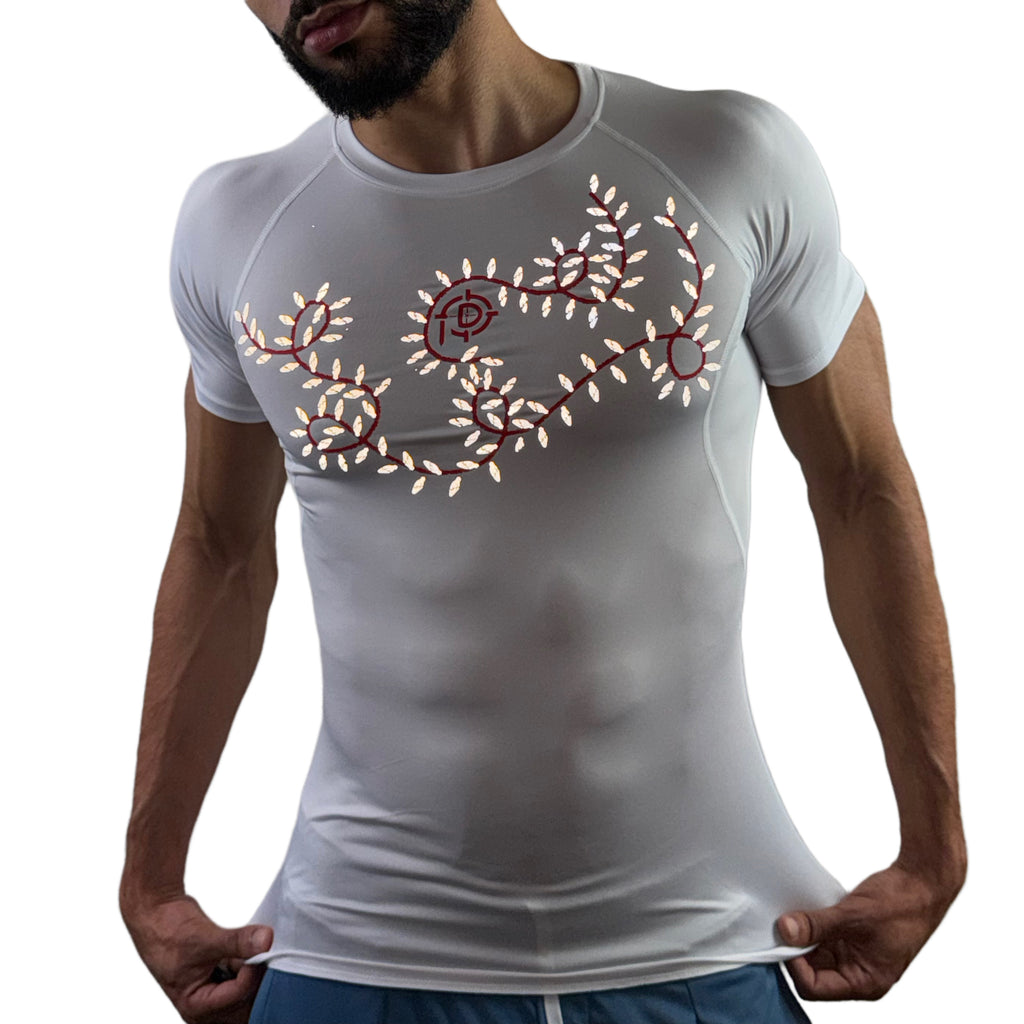 PLUDYNA XMAS LIGHTS – White Compression Tee