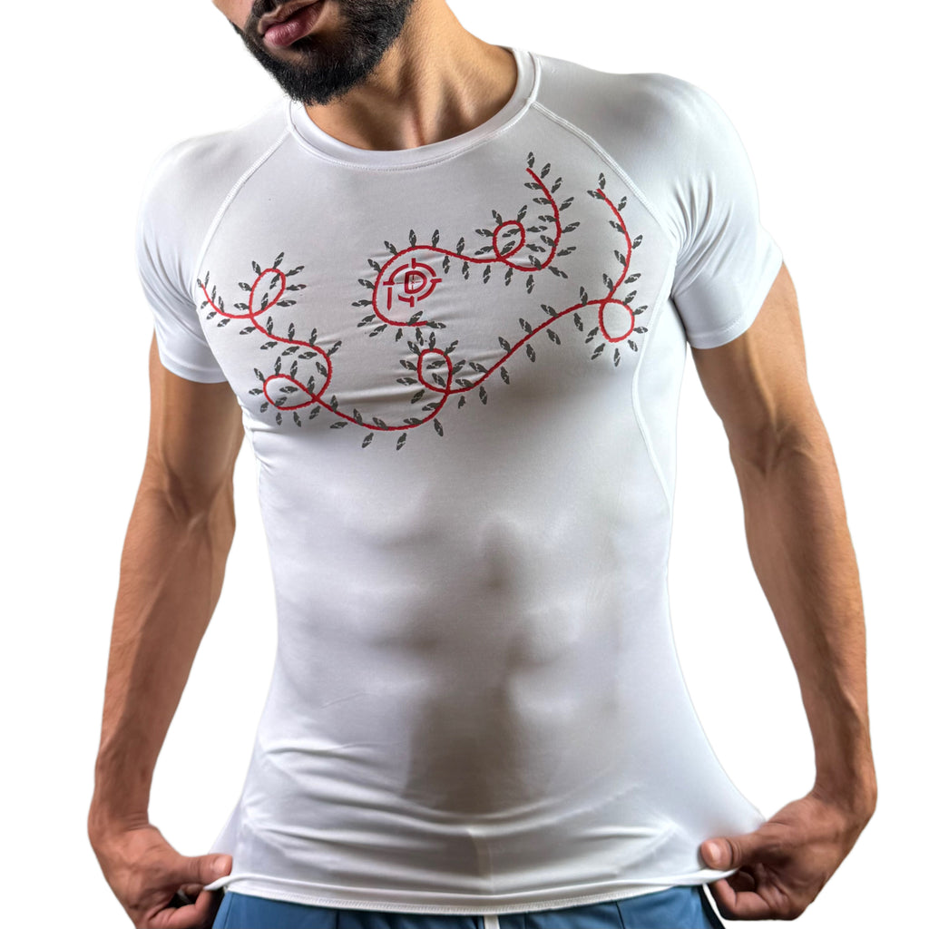 PLUDYNA XMAS LIGHTS – White Compression Tee