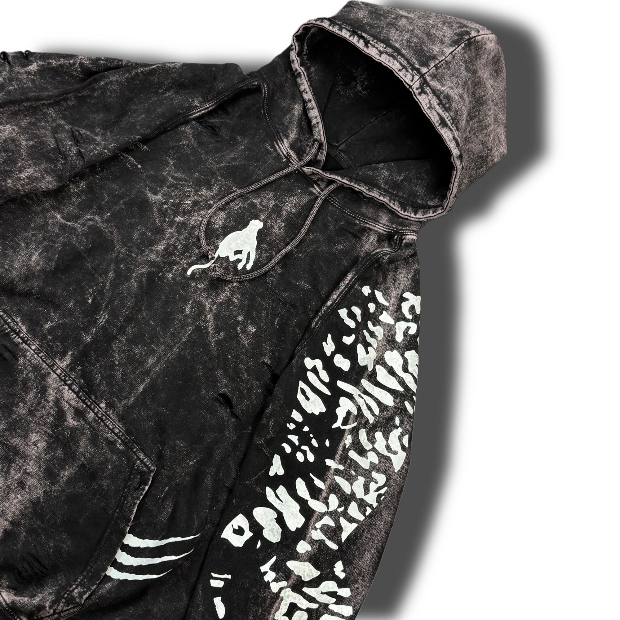 PLUDYNA Snow Leopard Distressed Hoodie