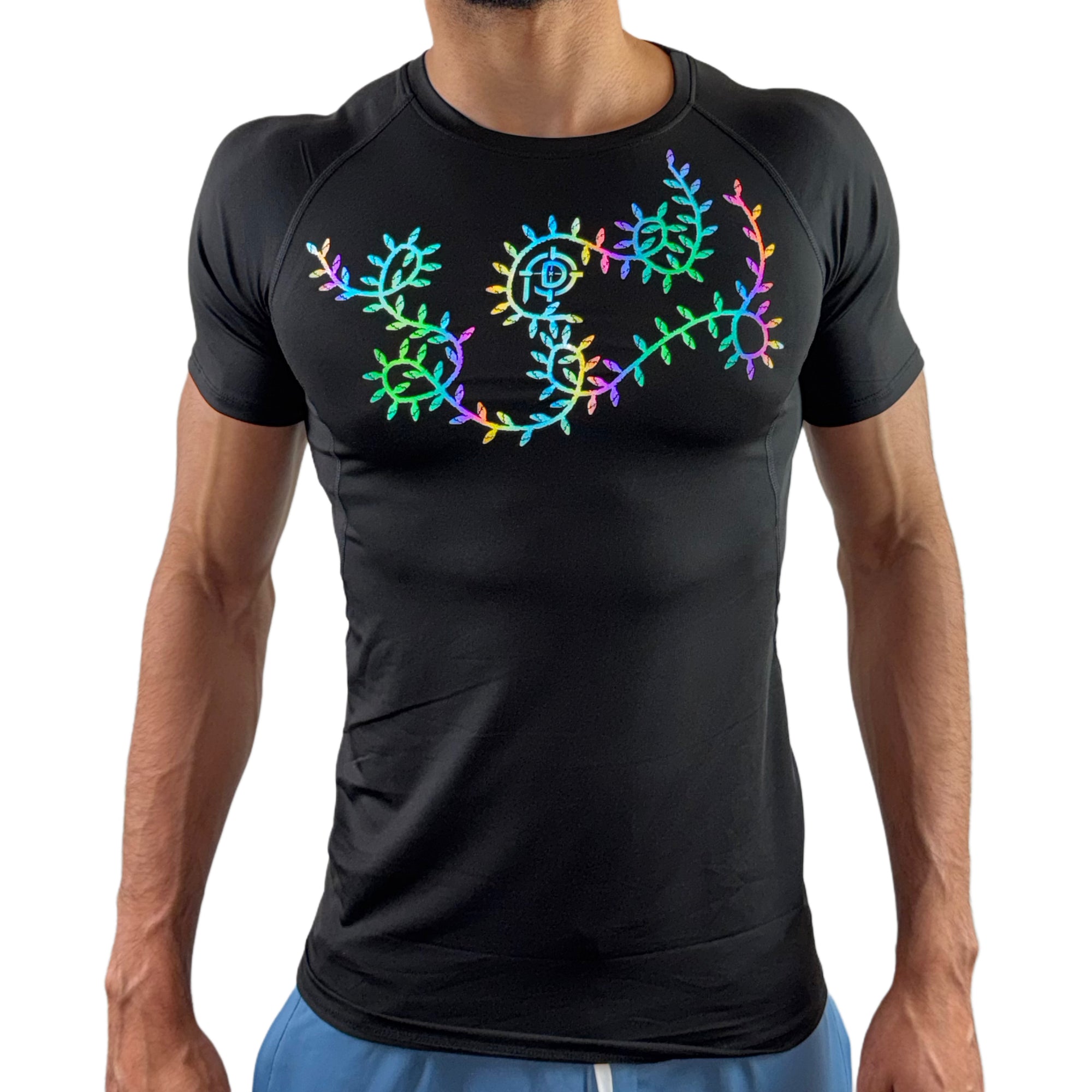 PLUDYNA XMAS LIGHTS – Black Compression Tee